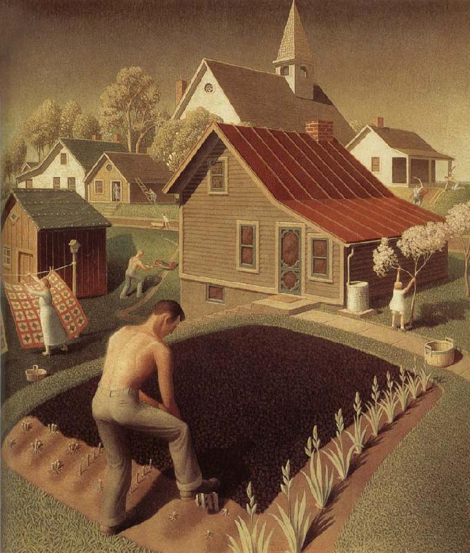 Grant Wood Town Spring China oil painting art